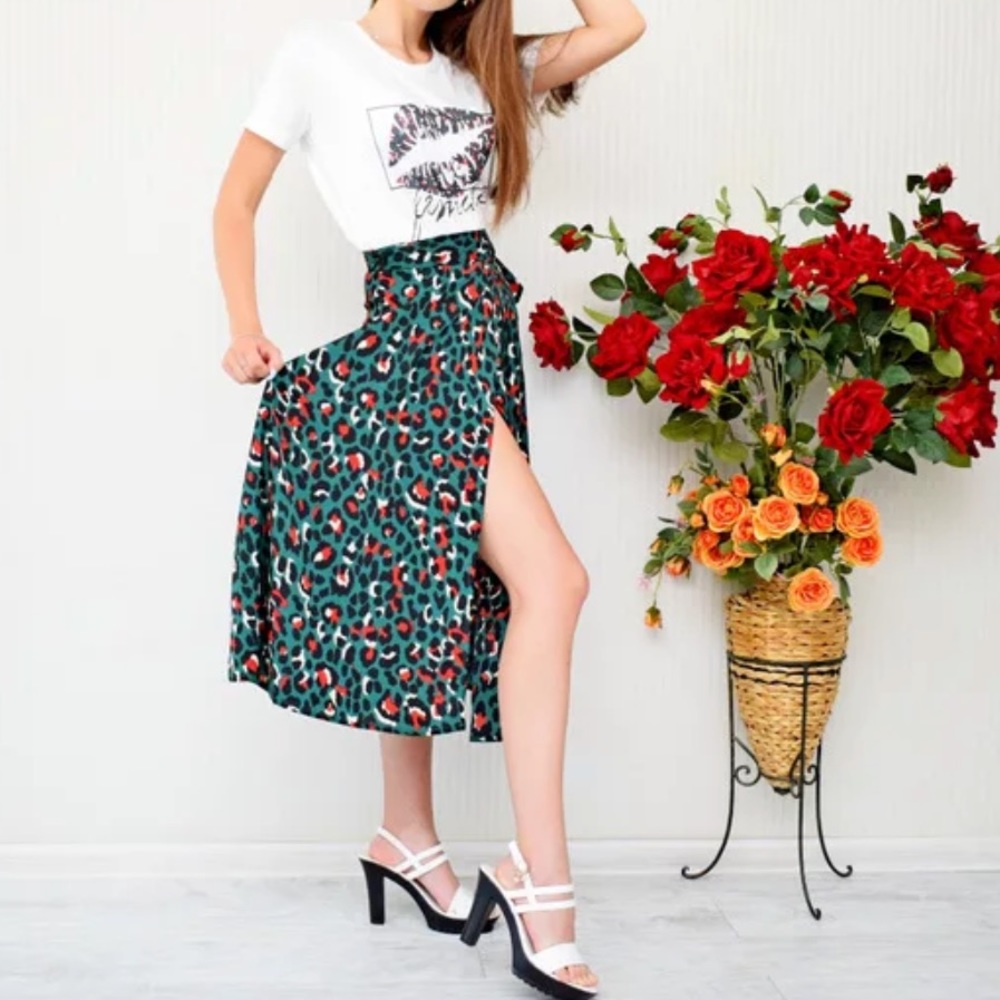 Leopard long skirt